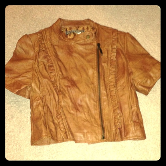 Faux leather jacket size M beautiful cognac color