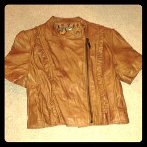 Faux leather jacket size M beautiful cognac color