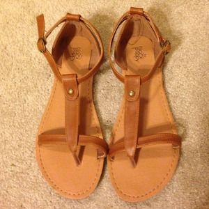 Black Poppy Athena T Strap Sandals