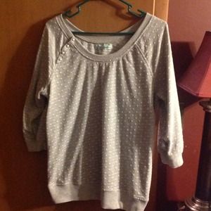 Gray sweatshirt with white polka dots