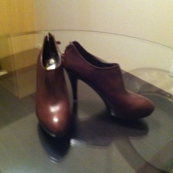 Franco Sarto brown platform booties