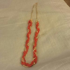 Coral and gold chain necklace