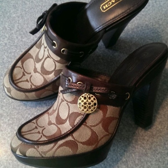 Authentic Coach Signature Mules Clogs Heels Pumps