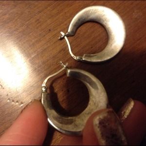 Sterling Silver Puffed Hoop Earrings 925