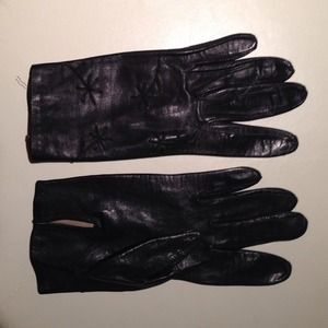 Black leather gloves