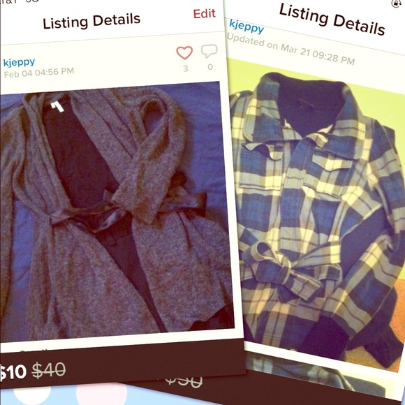 L.A. Kitty Plaid Jacket and Gray Cardigan