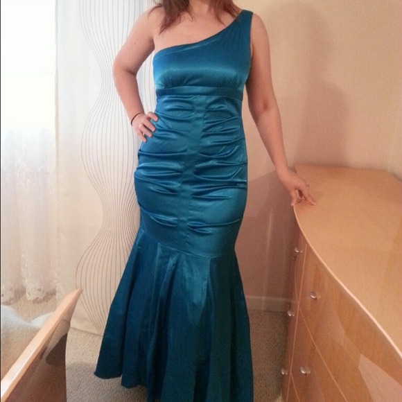Blue one-shoulder dress