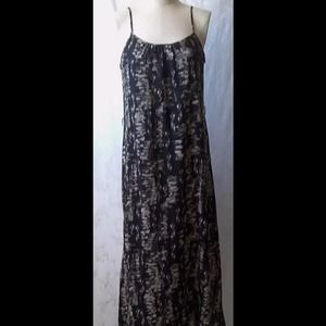 Black and White Tribal Print Chiffon Maxi Dress