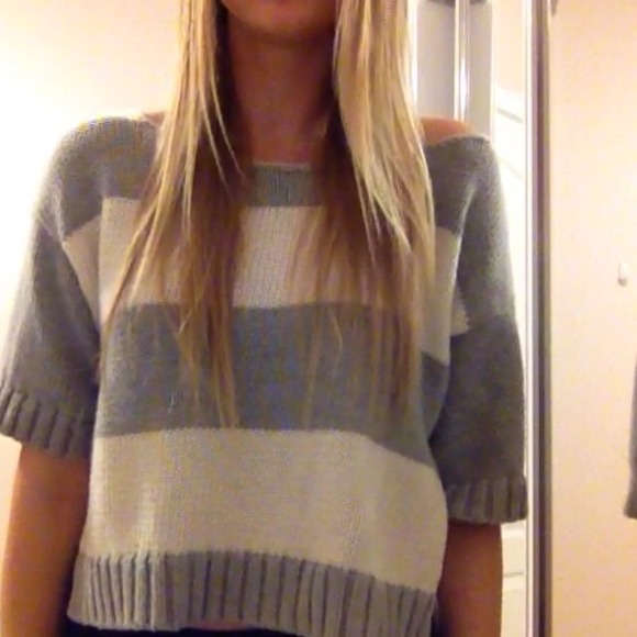 Knitted grey and cream shirt