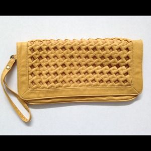 Yellow braided clutch/wristlet