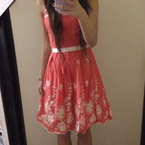 ✨SOLD✨salmon orange floral spring dress