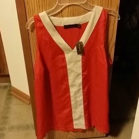 Orange & Cream Sleeveless Shirt