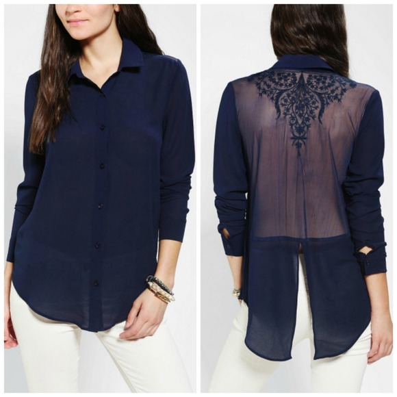 Urban Outfitter Embroidered Mesh Blouse - Picture 4 of 4