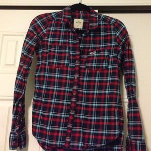 Hollister flannel plaid button down shirt