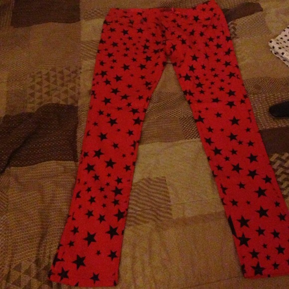 Red and black star jeans. Stretchy material 😊👍