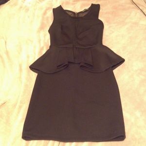 Black mesh peplum dress