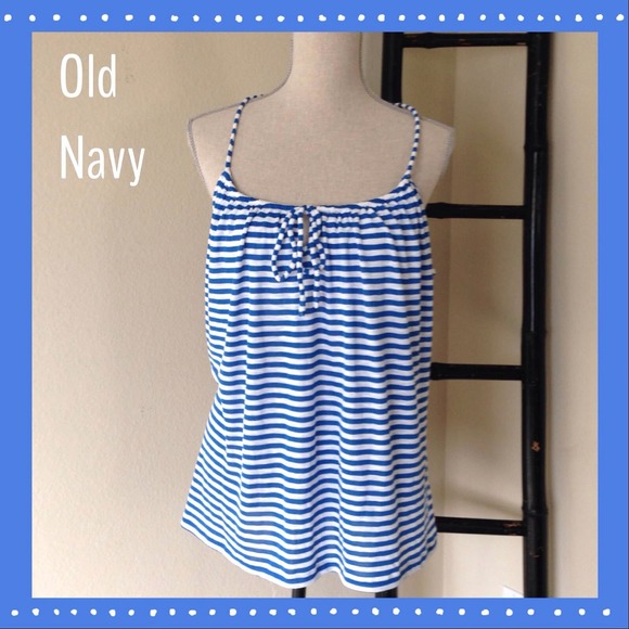 🔴 SOLD 🔴 Old Navy Blue & White Halter Tank Top