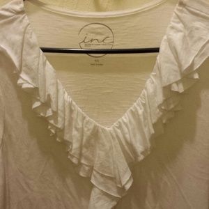 INC white ruffle neck top