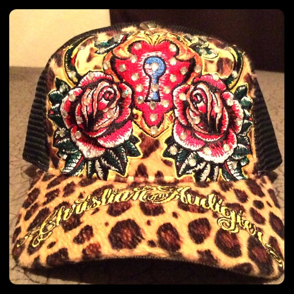 Christian Audigier Rhinestoned Leopard Cap!!!