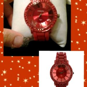 Red Austrian Crystal Strada Watch