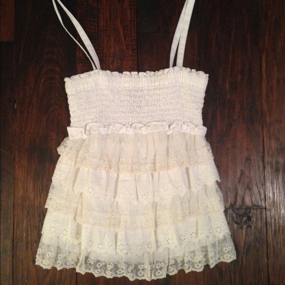 White Ruffled Lace Tank Top