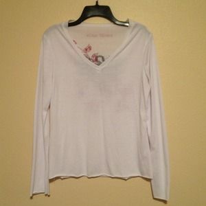 White long sleeve cotton T-shirt