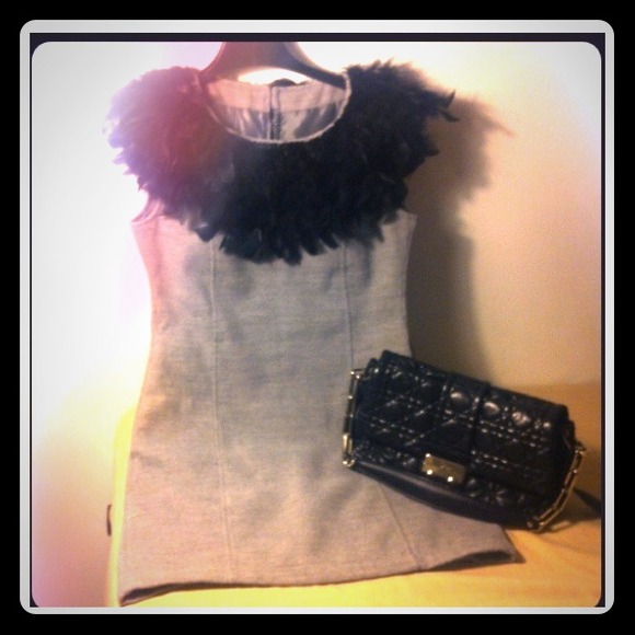 Feather Collar Dress