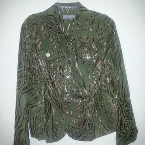 Olive Green and Copper tiger print jacket/shirt