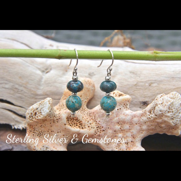 Sterling Silver and Imperial Jasper earrings.