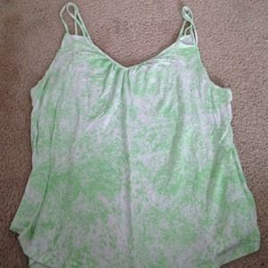 White w green "spray paint" effect top