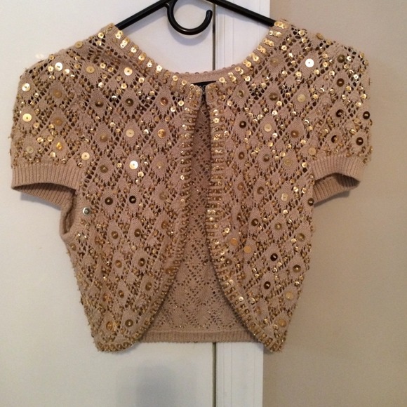 Beige sequined shrug