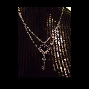 Heart & Key Double Strand Necklace