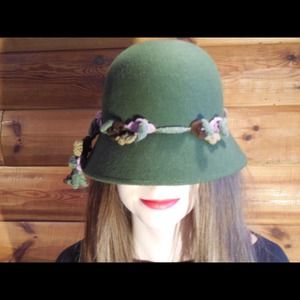Anthropologie wool, bucket hat.