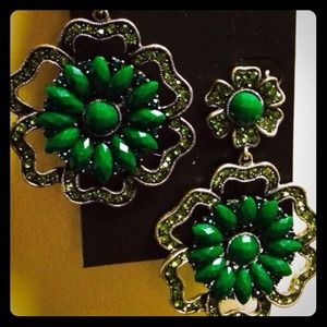 Green Flower Earrings