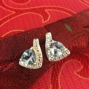 Genuine Blue Topaz and Diamond Earrings