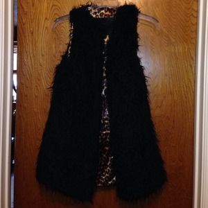 Black fur fax vest