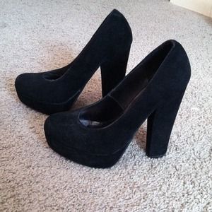 Chunky black heels