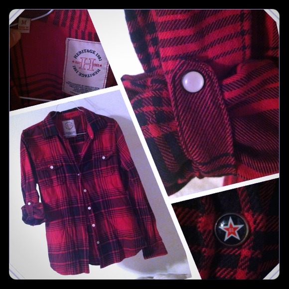 Plaid roll sleeve shirt
