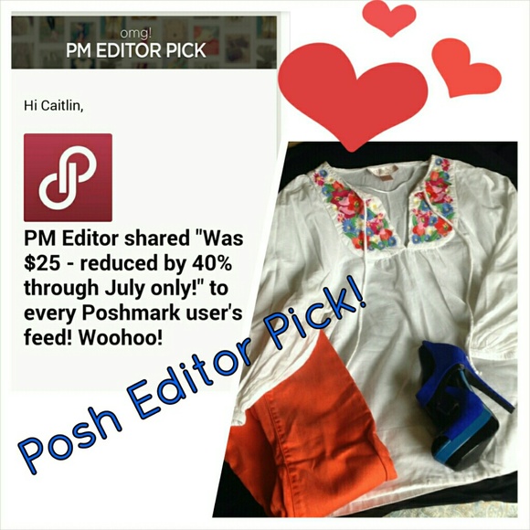 Colorful embroidered linen blouse