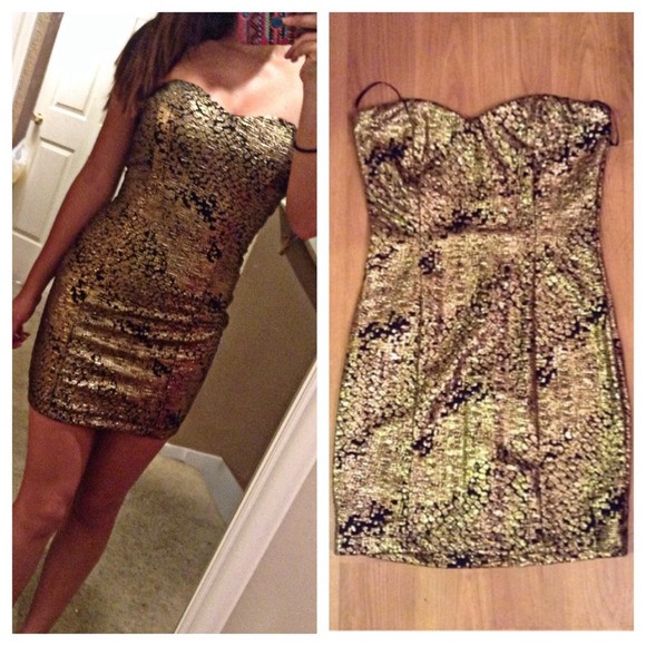 Forever 21 gold cracked dress