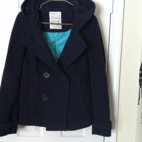 Hooded Aero Peacoat - Navy Blue