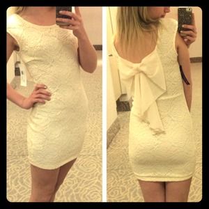 Off-White Lace Bow Dress