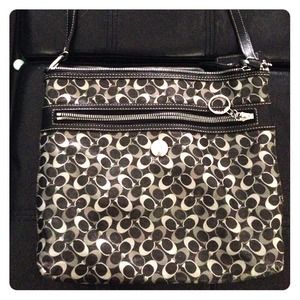 Black and white coach purse