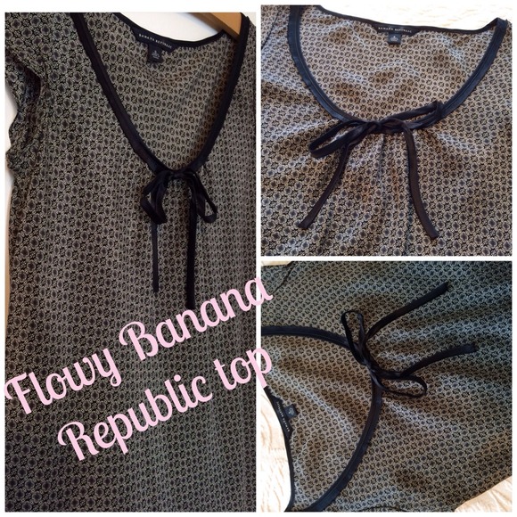 SOLD Black and white 100% silk Banana Republic top