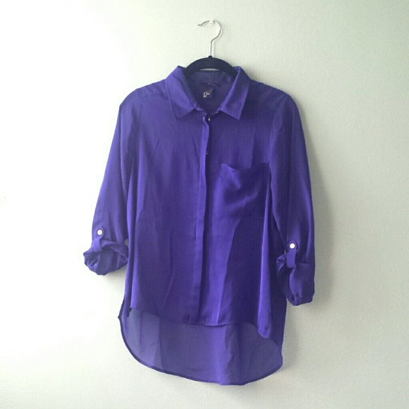 Purple sheer/silk hi-lo blouse