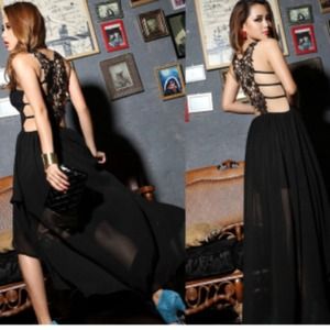 BNWT Stylish Black Spaghetti Strap Long Dress