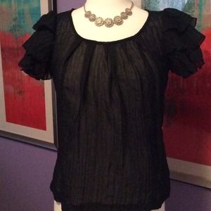 Black sheer ruffle top