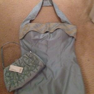 Mother of the groom dress short blue w purse