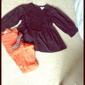 Black detailed peplum blouse