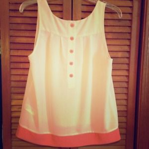 Cream and Peach Tunic with Button Accents On Back